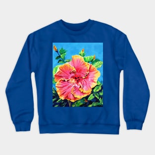 Happy Pink Hibiscus Crewneck Sweatshirt